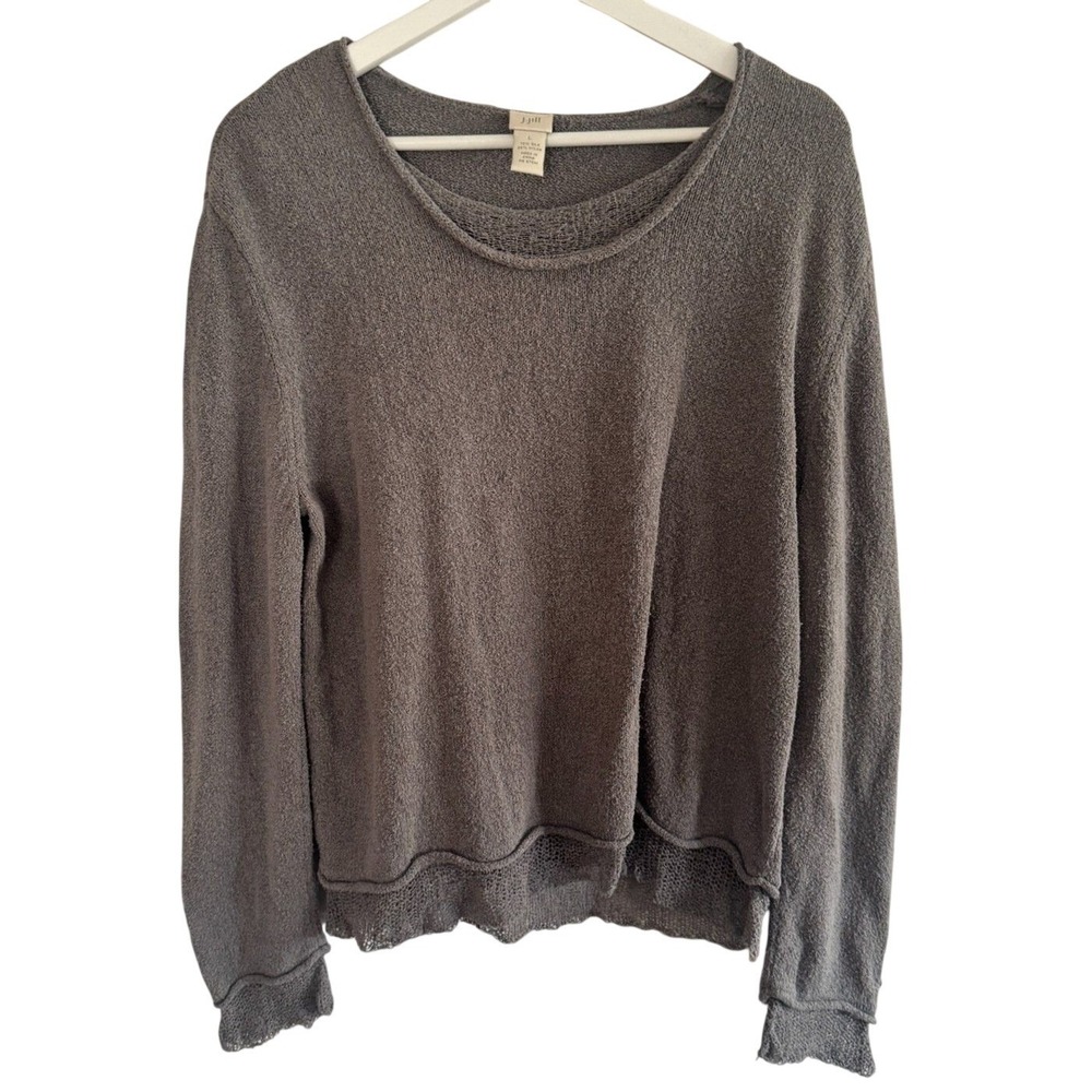 J. Jill Sweater Silk Blend Layered Hem Large Gray Women Pullover Knit Top
